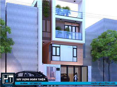 Mẫu nhà ống hiện đại 4 tầng, diện tích: 8x20m